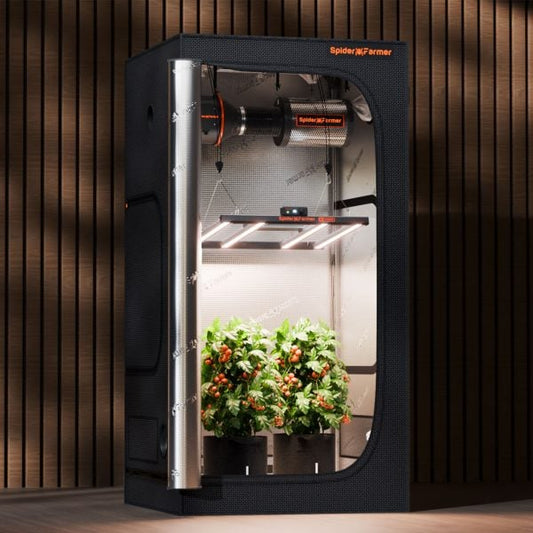 Dyrkesett Komplett | 300W LED | 90x90x180 Telt | 100mm Vifte | Spider Farmer®