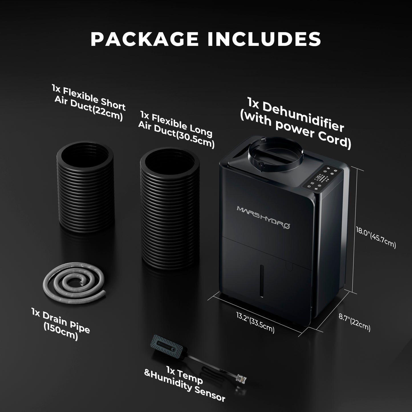 Mars Hydro smart dehumidifier with 12L daily capacity, RJ12 control, and iControl system compatibility shown in package image.