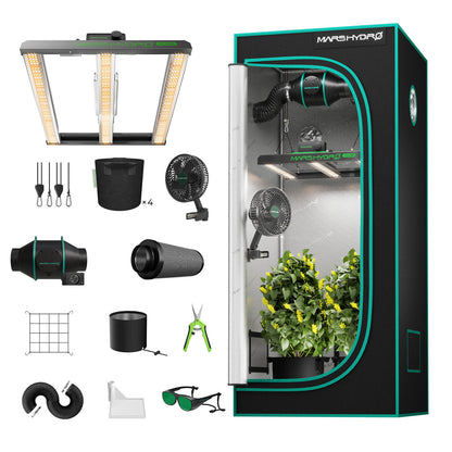 Mars Hydro Dyrkesett | 80x80cm Dyrketelt | Samsung EVO Plantelys | Ventilasjon