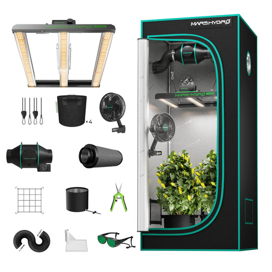 Mars Hydro Dyrkesett | 80x80cm Dyrketelt | Samsung EVO Plantelys | Ventilasjon