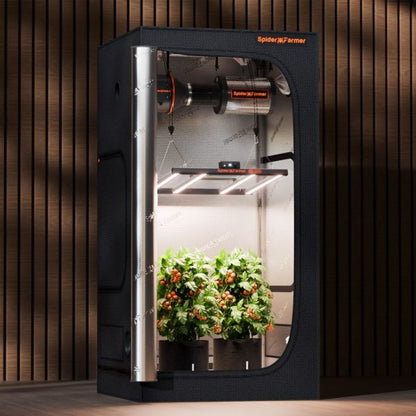 Dyrkesett Komplett | 300W LED | 90x90x180 Telt | 100mm Vifte | Spider Farmer®