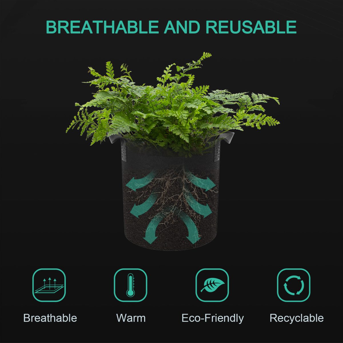 Mars Hydro 19 L Dyrkepotte 5 stk | Solid Stoff | Forsterkede Håndtak - Nordstrøm Botaniske