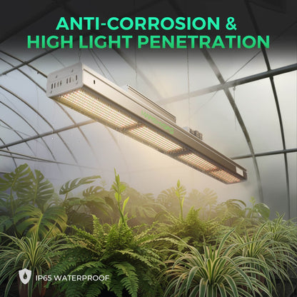 Mars Hydro Vekstlys 300W for plant growth, shown illuminating a grow tent with vibrant LED lights for indoor gardening.
