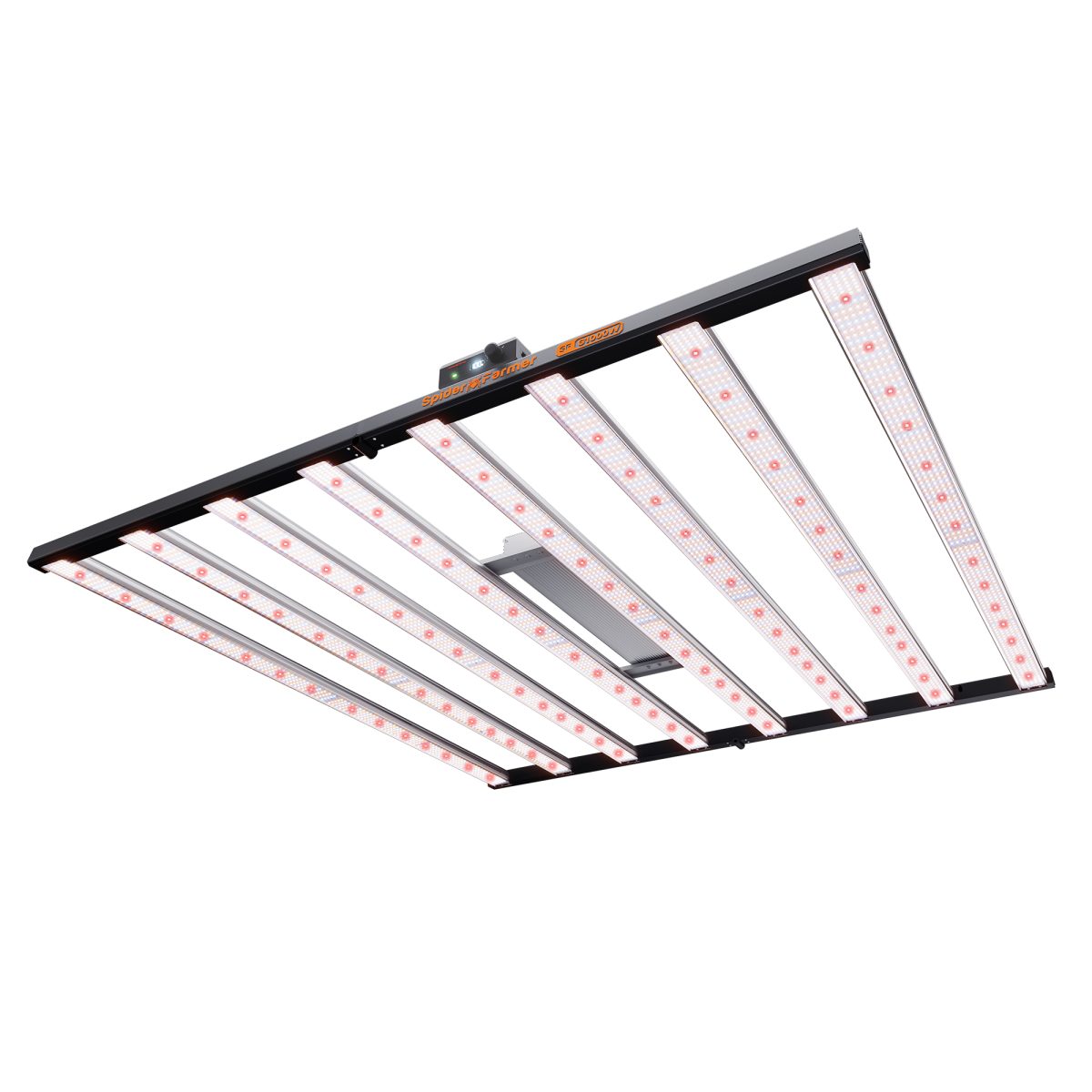 Spider Farmer Plantelys 1000W LED grow light with WiFi, Bluetooth, and app control, featuring a spider-like design for optimal plant growth.