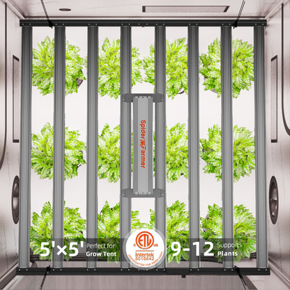 Spider Farmer Plantelys 1000W LED grow light with WiFi and Bluetooth control, shown with adjustable hanging brackets.
