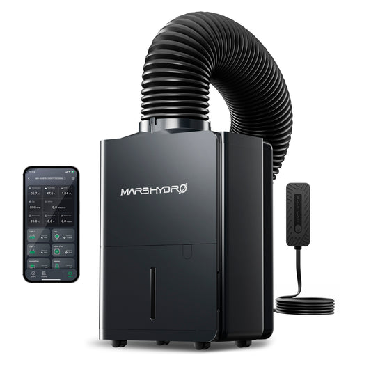 Mars Hydro smart dehumidifier with 12L daily capacity, RJ12 control, and iControl system compatibility for efficient moisture control.