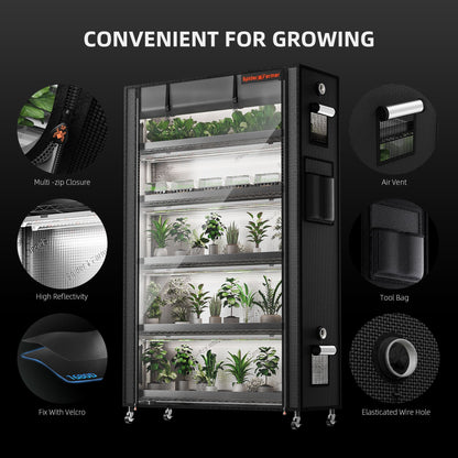 Plantehylle med 220W LED | 6 Hyller | Telt | Spider Farmer - Nordstrøm Botaniske