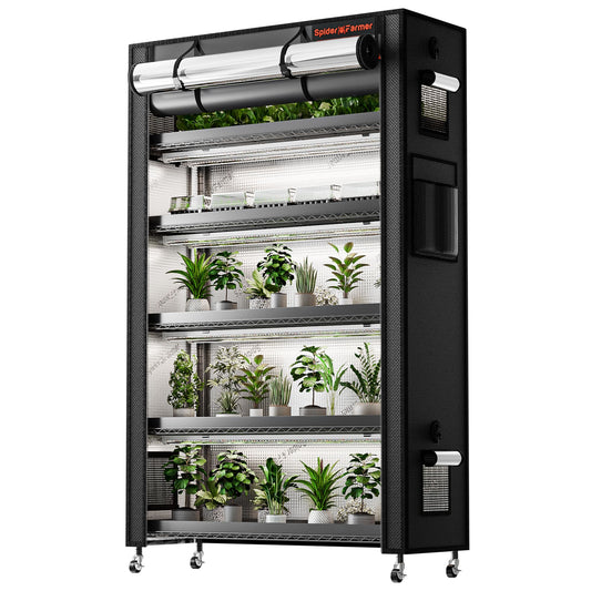 Plantehylle med 220W LED | 6 Hyller | Telt | Spider Farmer - Nordstrøm Botaniske
