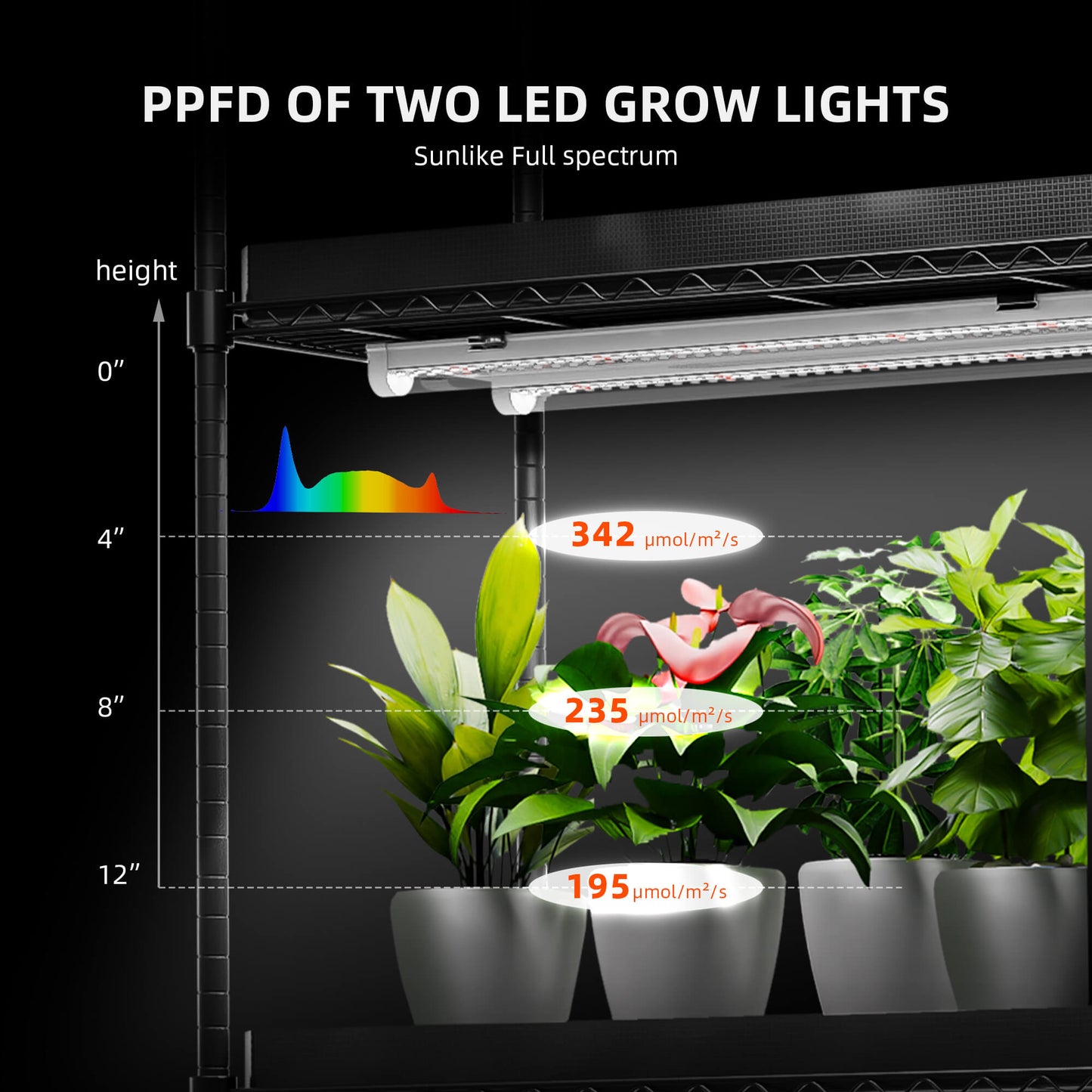 Plantehylle med 220W LED | 6 Hyller | Telt | Spider Farmer - Nordstrøm Botaniske